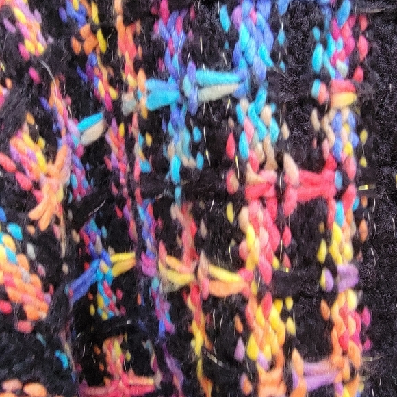 Timing Multicolor Knit Open Front Long Cardigan Sweater With Fringe Hem Size S/M - Picture 3 of 5